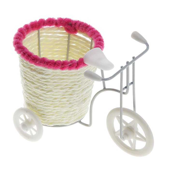 Корзина декоративная "Велосипед кашпо розовая нить" 11,5х16х8,5 см - Фото 1
