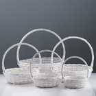 Корзина плетёная для хранения, ива, овальная, белая, набор 5 шт. - Фото 2