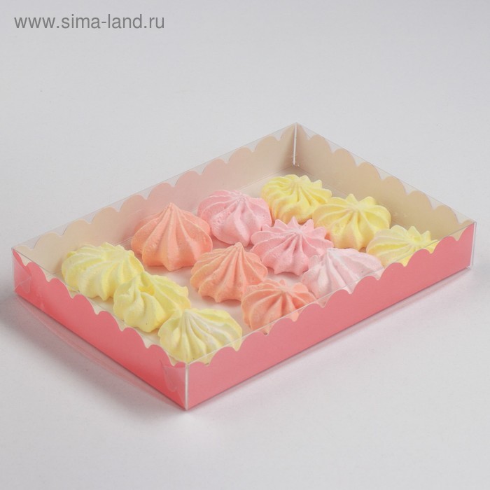 Коробочка для печенья с PVC крышкой, коралловый, 22 х 15 х 3 см - Фото 1