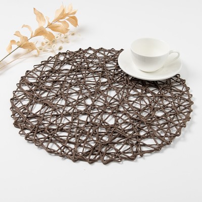 Салфетка сервировочная «Доляна. Трава», цвет кофейный, d=38 см