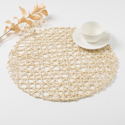 Салфетка сервировочная «Доляна. Трава», бежевая, d=38 см