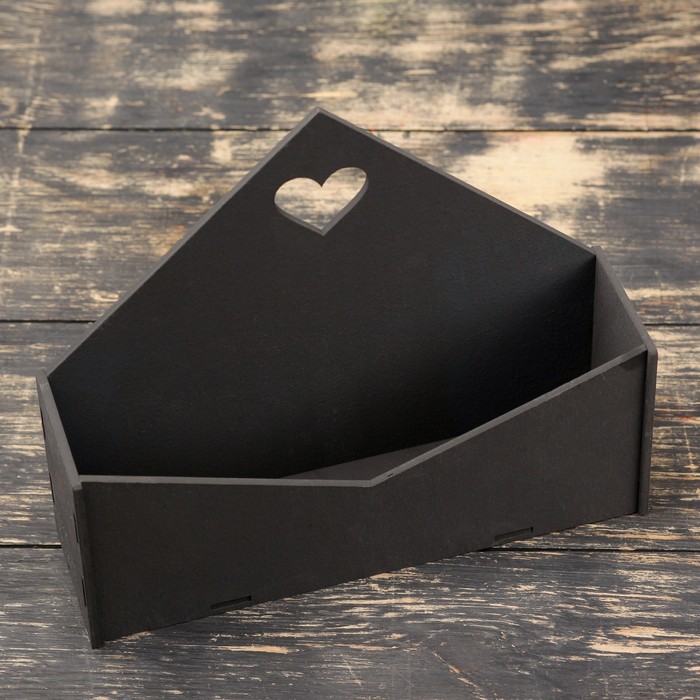Кашпо деревянное 21×6×18 см Конверт "Доброе Сердце", чёрный Дарим Красиво - фото 1901167897