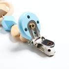 Держатель для соски - пустышки «Сердечко», деревянный, голубой - Фото 3