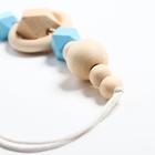 Держатель для соски - пустышки «Сердечко», деревянный, голубой - Фото 4