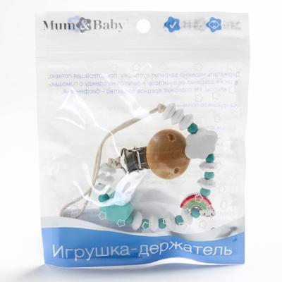 Держатель для соски - пустышки M&B «Радуга», деревянный, бирюзовый