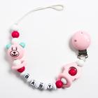 Держатель для соски - пустышки M&B «Мишка», деревянный, розовый - Фото 2