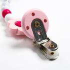 Держатель для соски - пустышки M&B «Мишка», деревянный, розовый - Фото 4
