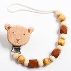 Держатель для соски - пустышки «Мишка», деревянный - Фото 2