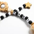 Держатель для соски - пустышки M&B «Звездочки», деревянный, золотой - Фото 3