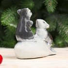 Сувенир керамика "Мышата на кукурузном початке" серый с золотом 7,7х10х3,5 см - Фото 2