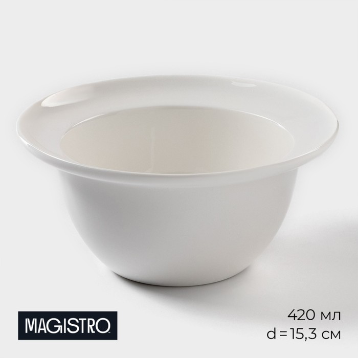 Салатник фарфоровый Magistro «Бланш», 420 мл, d=15,3 см, цвет белый - Фото 1