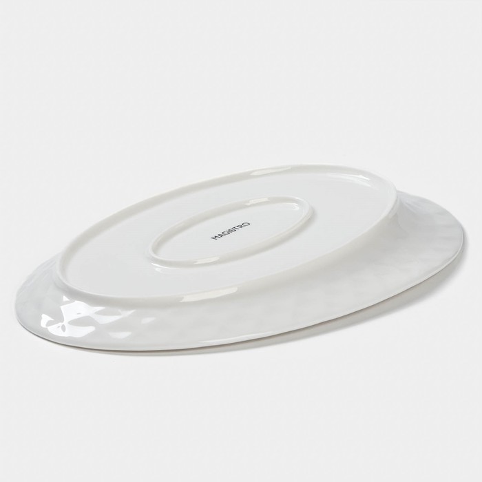 Тарелка фарфоровая обеденная Magistro «Блик», 25×16,5×1,5 см, цвет белый - фото 1889365506