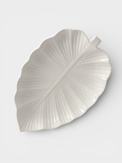 Блюдо Magistro «Лист Бланш», 31×22×3.5 см, фарфор, белое