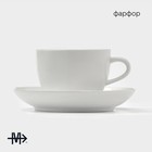 Чайная пара Magistro «Бланш», 2 предмета: чашка 280 мл, блюдце d=15 см, фарфор, белая - Фото 2