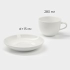 Чайная пара Magistro «Бланш», 2 предмета: чашка 280 мл, блюдце d=15 см, фарфор, белая - Фото 3
