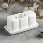 Набор для специй Magistro «Бланш», солонка 65 мл, перечница 60 мл, ёмкость для зубочисток, на подставке, фарфор, белый - Фото 1