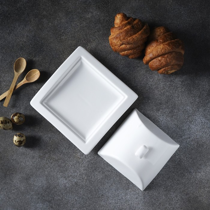 Маслёнка фарфоровая Magistro «Бланш», 16×8 см, цвет белый - фото 1907017502