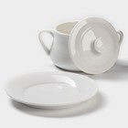 Бульонница фарфоровая Magistro «Бланш», 2 предмета: бульонница 450 мл, блюдце d=15.7 см, белое - Фото 3