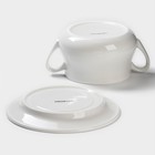 Бульонница фарфоровая Magistro «Бланш», 2 предмета: бульонница 450 мл, блюдце d=15.7 см, белое - Фото 6
