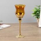 Подсвечник стекло набор 3 шт "Бокалы" высота 18, 20, 22,5 см золото 22,5х7,8х7,8 см - фото 20953077