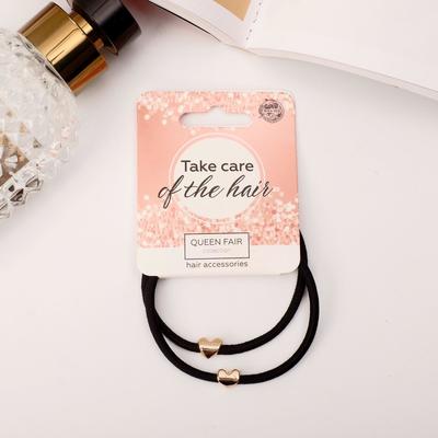 Резинки для волос «Берта», набор 2 шт., сердечки, чёрные