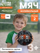 Волейбольный мяч ONLYTOP «Тигр», машинная сшивка, 18 панелей, р. 2, PVC - Фото 1