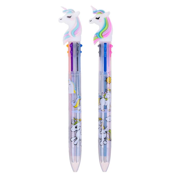 Ручка шариковая многоцветная, автоматическая «Единорог», 6 цветов (штрихкод на штуке) - Фото 1
