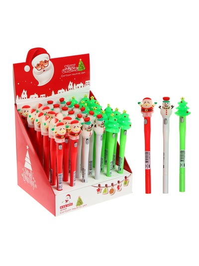 Ручка-прикол Calligrata «Новый год», светящаяся, чёрный стержень, гелевая, подарочная, МИКС