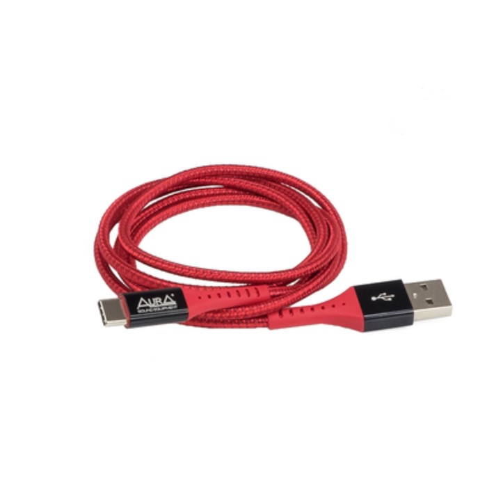 Зарядный кабель Aura TPC-UC4R Type-C в полиэстеровой оболочке, красный, 1,2 метр