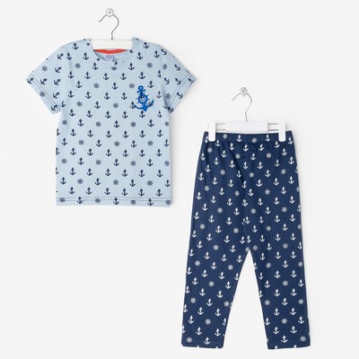 Пижама для мальчиа А.11257, цвет голубой/набивка, рост 104