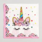 Салфетки бумажные «Единорог с цветами» 33×33 см, набор 20 шт. - Фото 1