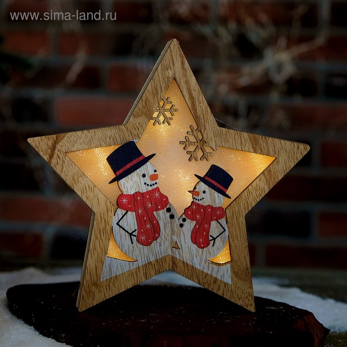 Декор с подсветкой "Снеговики" 2,3×19,7×19,7 см - Фото 1
