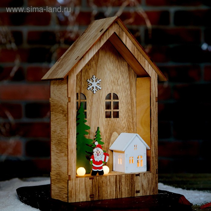 Декор с подсветкой "Праздничный домик" 6×15×23,5 см - Фото 1