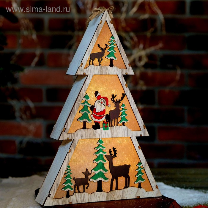 Декор новогодний с подсветкой «Ёлочка», 4.4×20×29 см - Фото 1