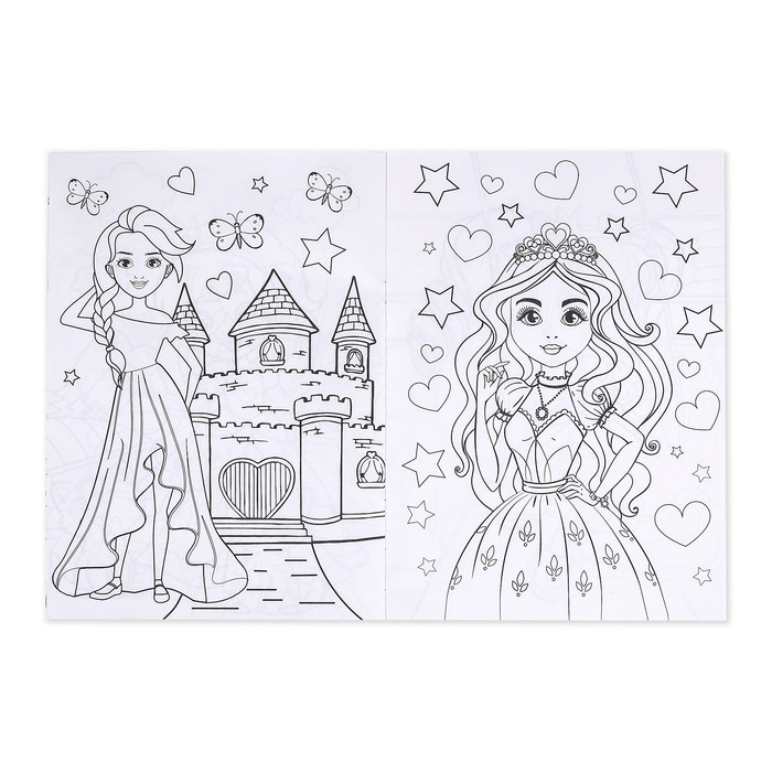 Раскраска для девочек «Принцессы», 16 стр, формат А4 - фото 1908475953