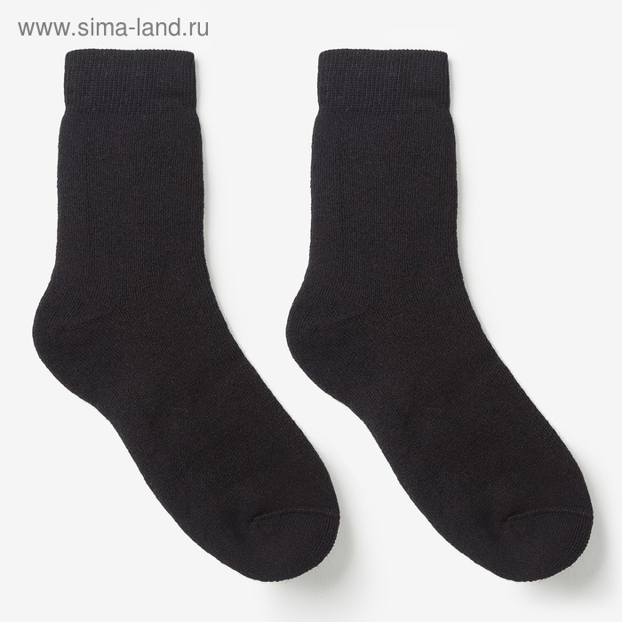Носки детские махровые, цвет чёрный, размер 20-22 - Фото 1