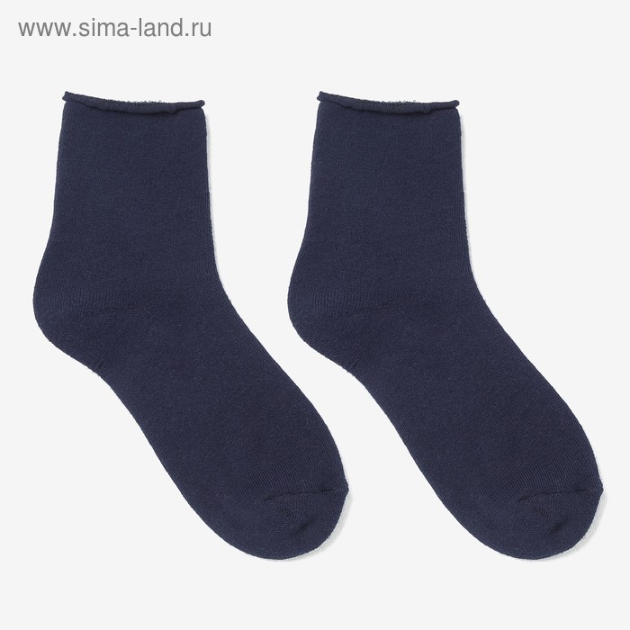 Носки женские махровые, цвет тёмно-синий, размер 23-25 - Фото 1