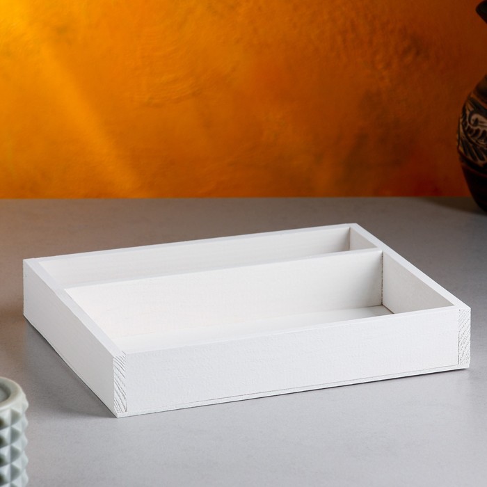 Кашпо деревянное 25.5×20×4.5 см "Макарунас", белый Дарим Красиво - Фото 1
