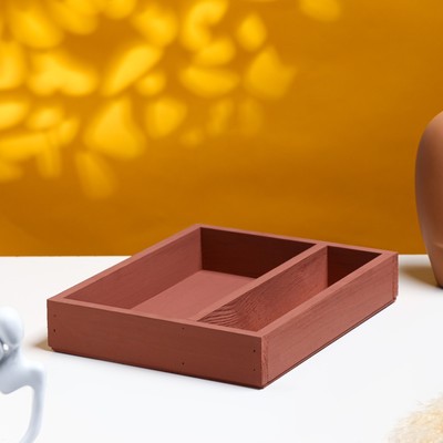 Кашпо деревянное 25.5×20×4.5 см "Макарунас", малиновый Дарим Красиво