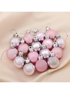 Ёлочные игрушки «Зефир», шары новогодние, набор 16 шт., d=3 см, розовый - Фото 3