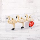 Ёлочные игрушки 3 шт. «Зимнее волшебство. Фламинго» пластик, 11×6.5 см, золото - Фото 2