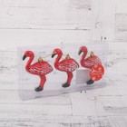 Украшение ёлочное "Фламинго" (набор 3 шт) 11х6,5 см, красный - Фото 2