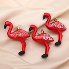 Ёлочные игрушки 3 шт. «Зимнее волшебство. Фламинго» пластик, 11×6.5 см, красный - Фото 2