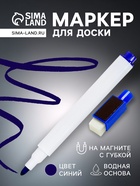 Маркер цветной на водной основе с губкой и с магнитом, 2×1.5×11 см, синий - Фото 1