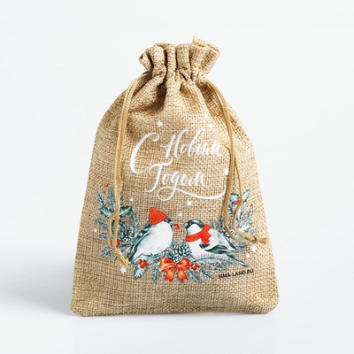 Мешочек подарочный с термонаклейкой «С Новым годом», 13×18 см ± 1.5 см