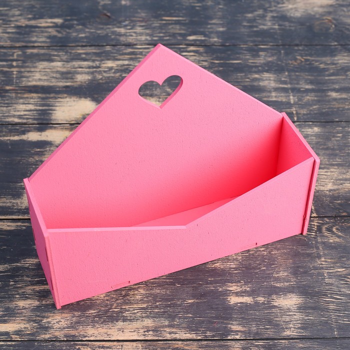 Кашпо деревянное 21×6×18 см Конверт "Доброе Сердце", розовый светлый Дарим Красиво - фото 1901169120