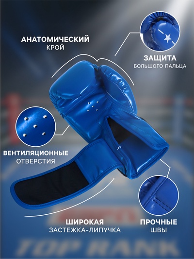 Перчатки боксёрские FIGHT EMPIRE, размер 8 oz, синие