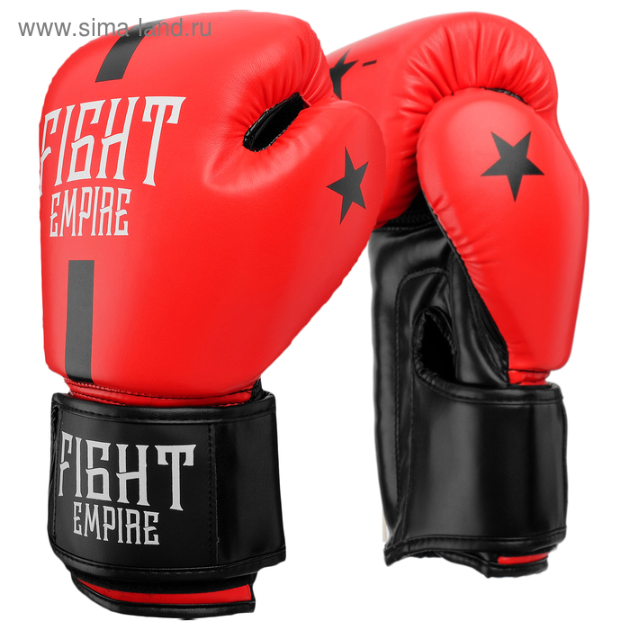 Перчатки боксёрские детские FIGHT EMPIRE, красные, чёрные, размер 8 oz - Фото 1
