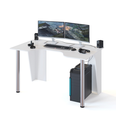 Стол компьютерный игровой «КСТ – 18», с металлическими опорами, 1350×800×750 мм, цвет белый