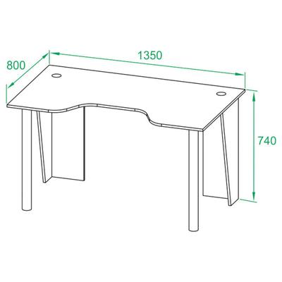 Стол компьютерный игровой «КСТ – 18», с металлическими опорами, 1350×800×750 мм, цвет белый